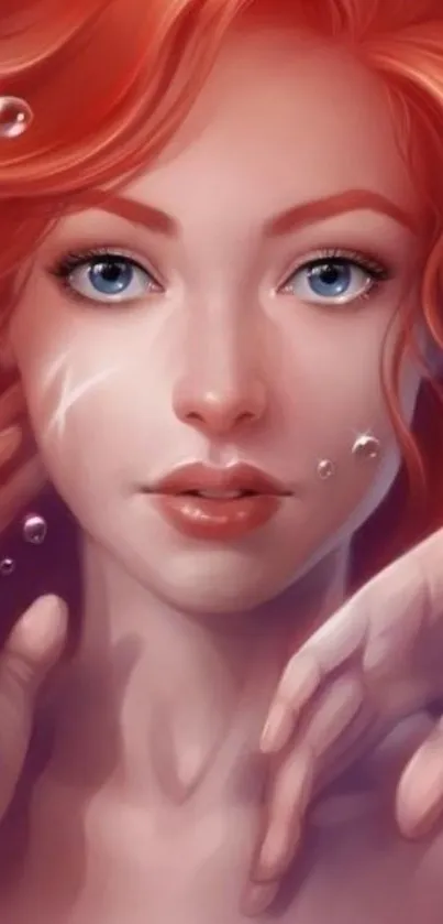 Artistic redhead with vivid colors in digital wallpaper.