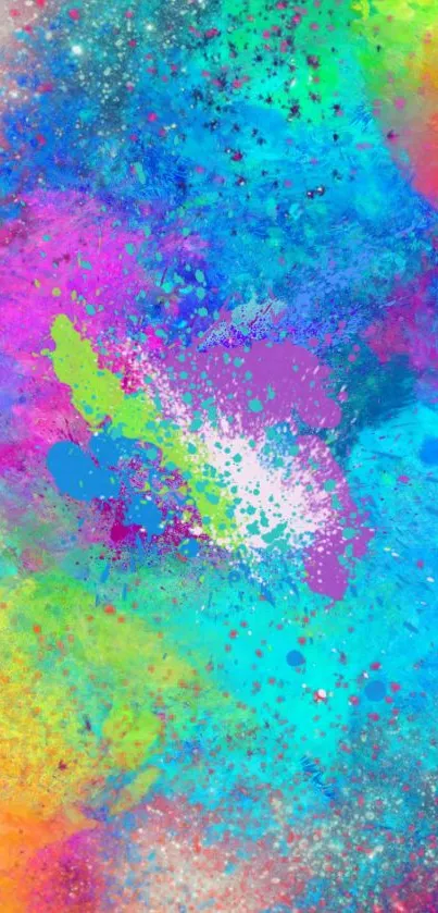 Dynamic and colorful abstract paint splash wallpaper for mobile devices.