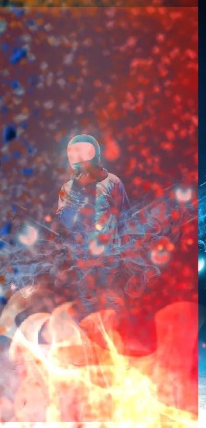 Vivid digital art with a futuristic astronaut and colorful abstract elements.