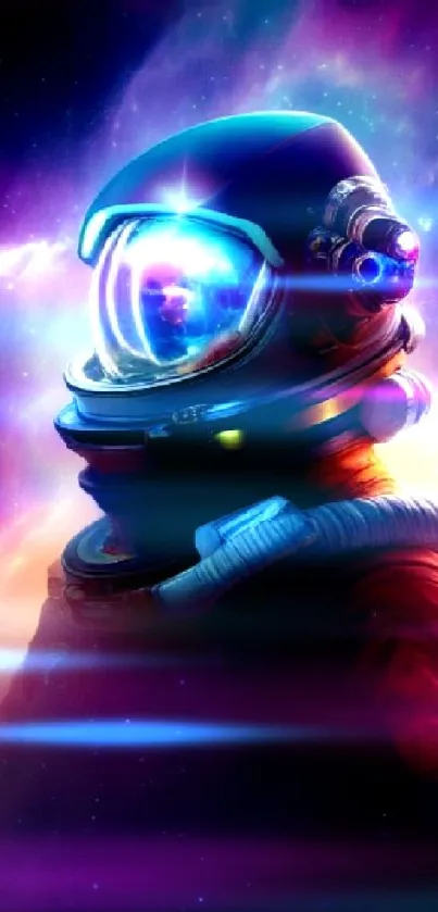 Vibrant astronaut in a cosmic nebula with vivid colors