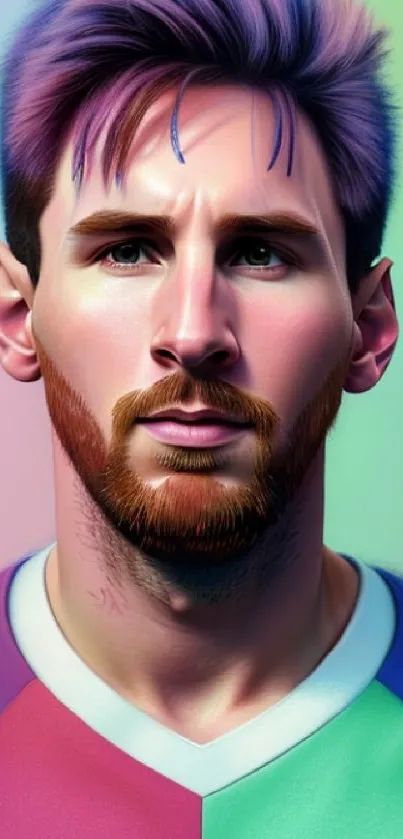 Colorful illustrated portrait of an athlete for mobile wallpaper.