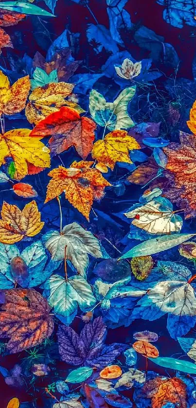 Vibrant wallpaper with colorful autumn leaves.