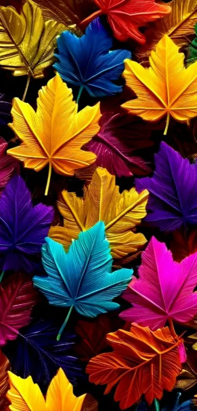 Colorful maple leaves create a vibrant mobile wallpaper.