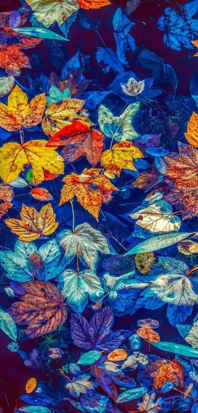 Vibrant wallpaper of colorful autumn leaves.