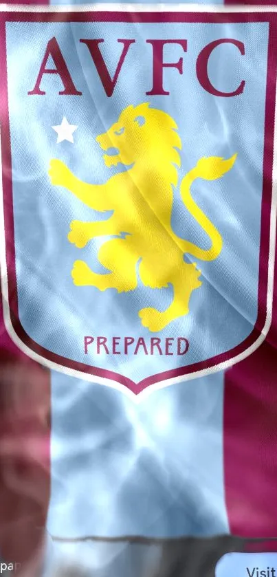 AVFC logo with lion on maroon background for mobile wallpaper.