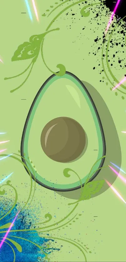 Vibrant abstract avocado art wallpaper for mobile phones.