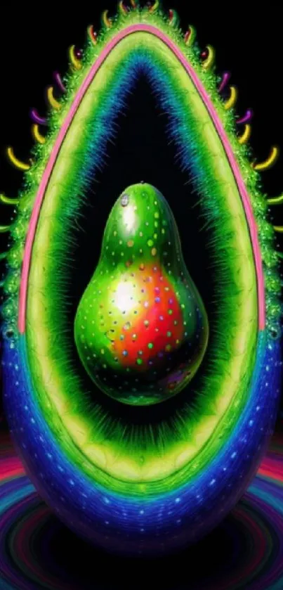 Colorful vibrant avocado-themed wallpaper with bold, artistic design.