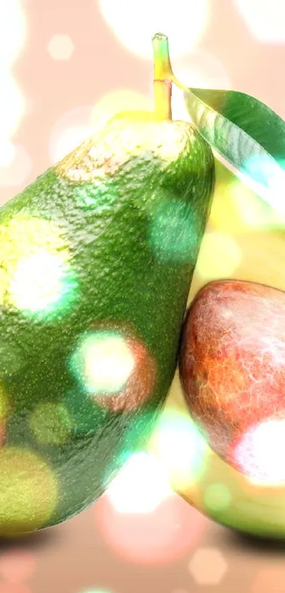 Fresh avocado with pink gradient background wallpaper.