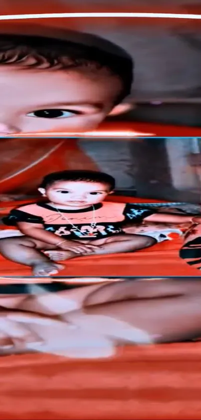 A vibrant baby portrait in an orange setting.