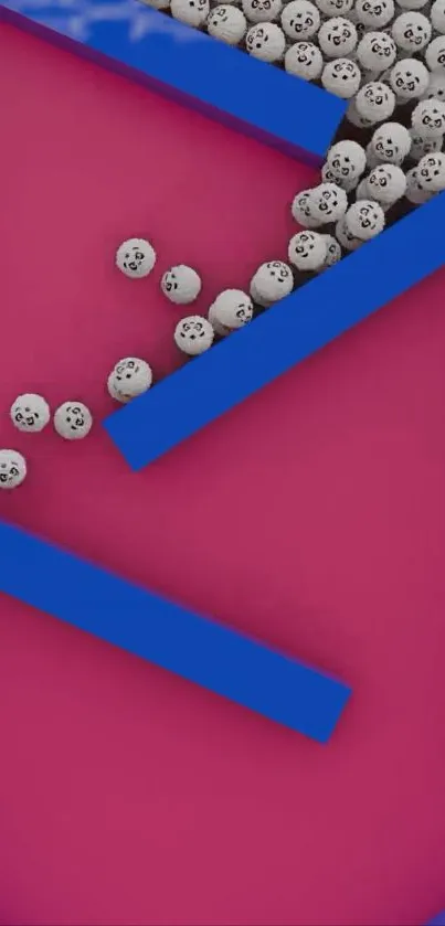 Geometric pink path with cascading patterned balls.