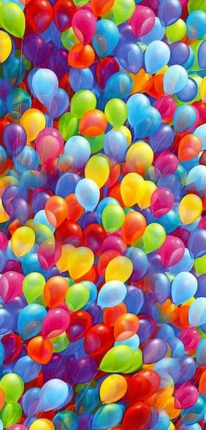 A vibrant mobile wallpaper with colorful balloons.