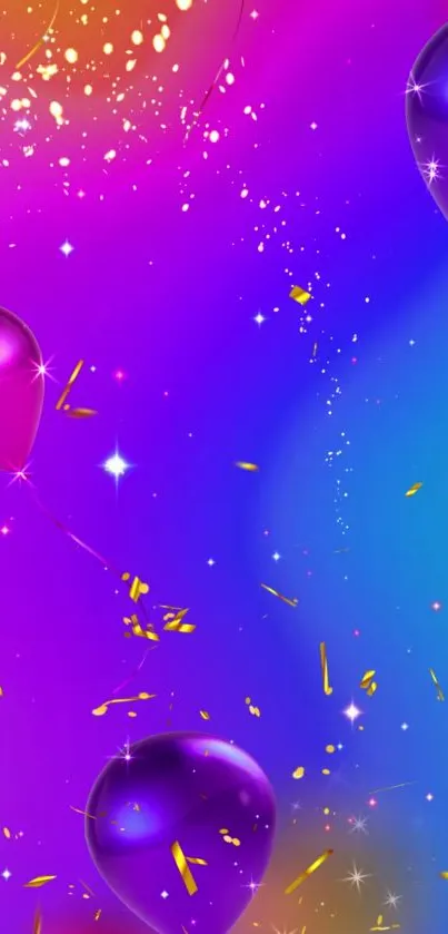 Colorful balloon wallpaper with sparkles and confetti