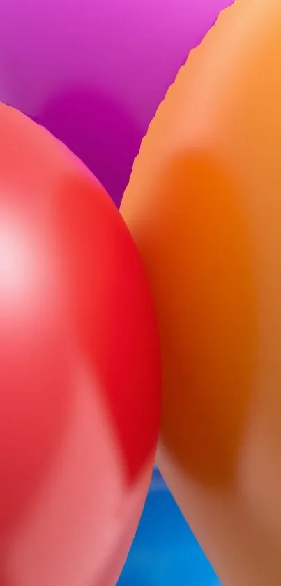 Colorful balloons in red, orange, and purple for mobile wallpaper.