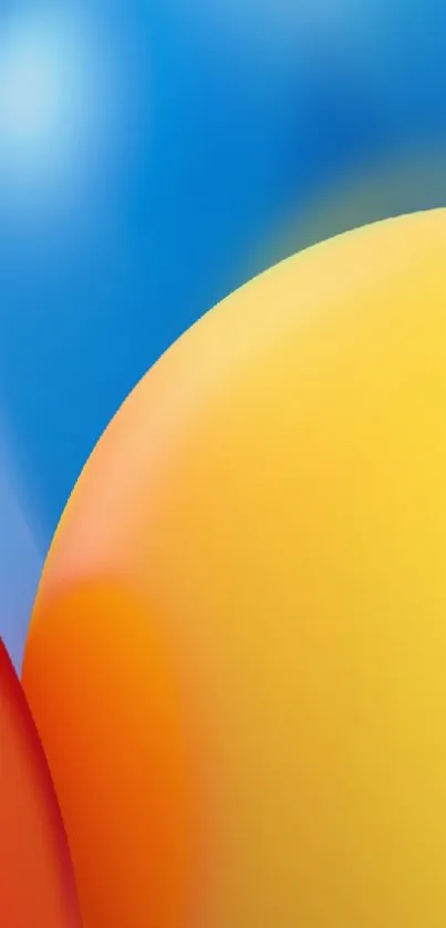 Bright wallpaper with colorful balloons in blue, red, and yellow hues.