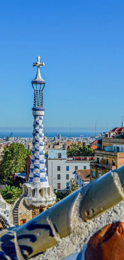 Colorful Barcelona cityscape with unique architectural elements.