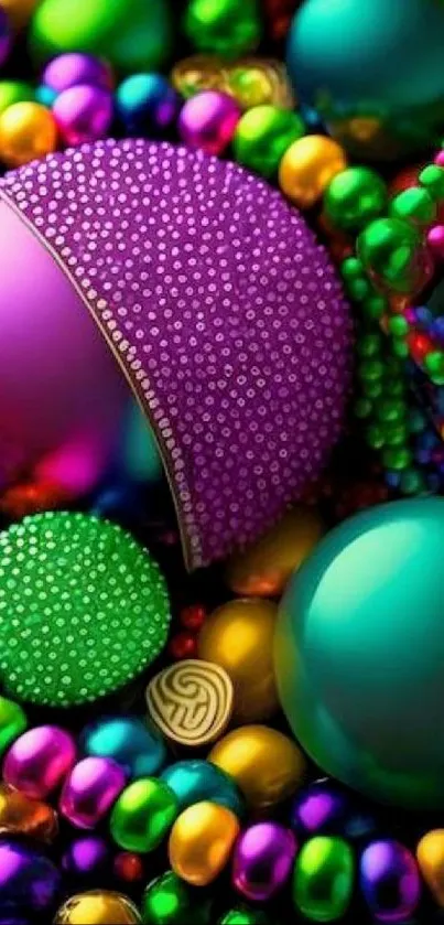 Vibrant beaded abstract art wallpaper.