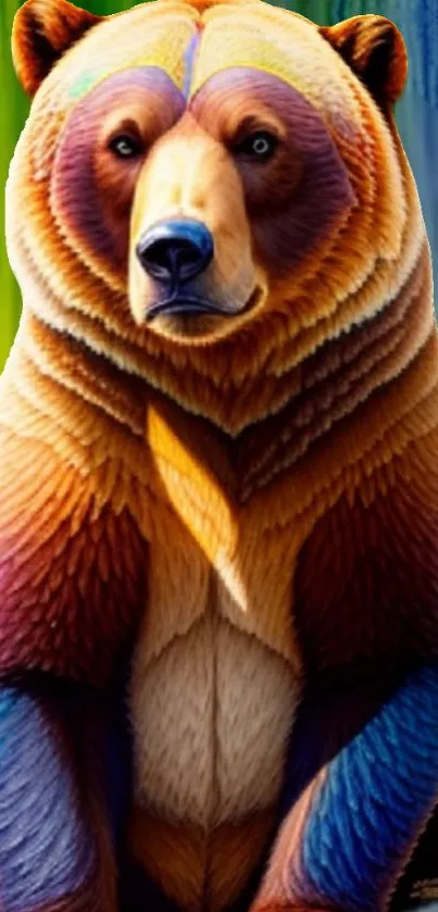 Vibrant and colorful bear art wallpaper for mobile screens.