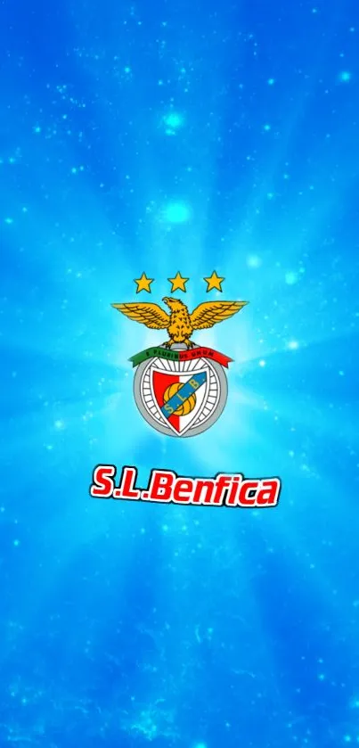 Benfica emblem on a glowing blue background wallpaper.