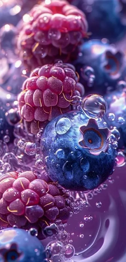 Vibrant berries with a splash effect wallpaper