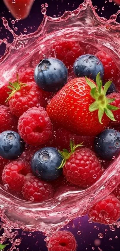 Refreshing splash of vibrant berries with raspberries and blueberries.