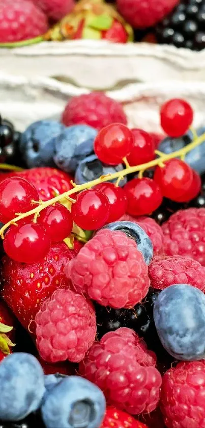 Vibrant berries including raspberries, blueberries, and blackberries in cartons.