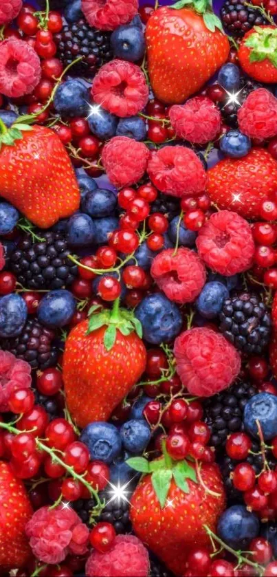 Vibrant mix of fresh berries as a wallpaper background.