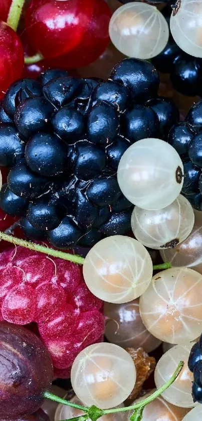 Assorted vibrant berries wallpaper with fresh textures.