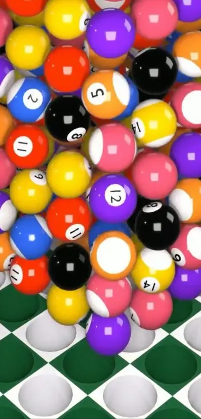 Vibrant arrangement of colorful billiard balls.