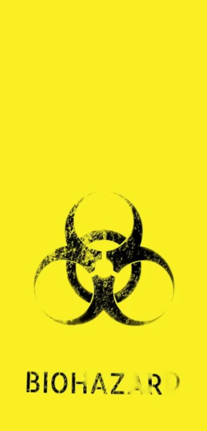 Yellow wallpaper with a black biohazard symbol.