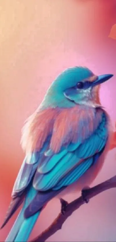 Vibrant colorful bird perched on a branch with soft background.