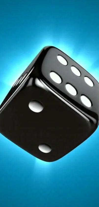 Black dice with blue glow mobile wallpaper.