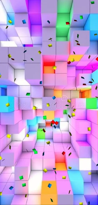 Vibrant 3D colorful cube wallpaper design.