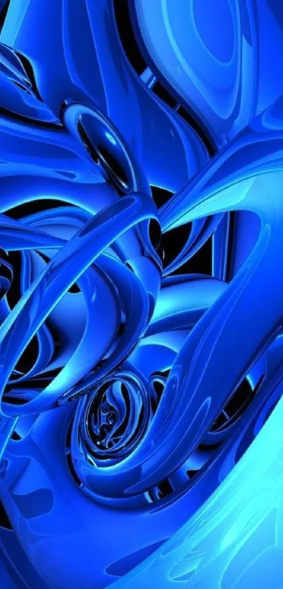 Vibrant blue abstract wallpaper with swirling patterns.