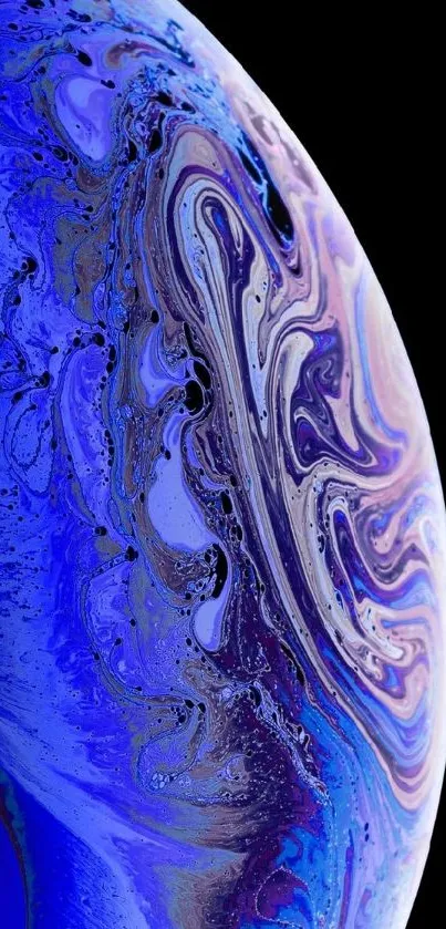 Abstract blue swirl wallpaper with vibrant patterns.