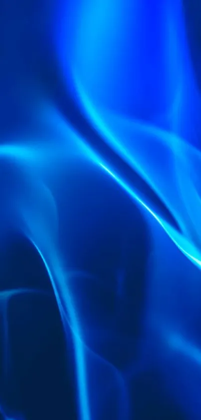 Vibrant blue abstract wallpaper with glowing fluid waves.