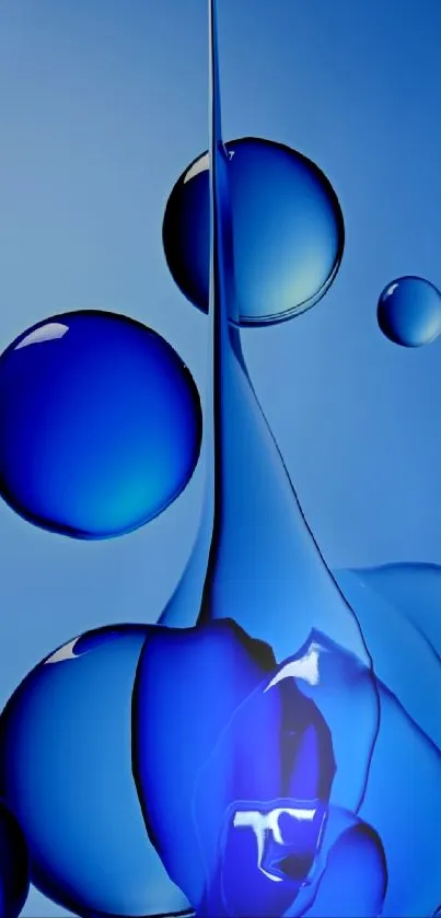 Vibrant blue abstract wallpaper with glossy spheres.