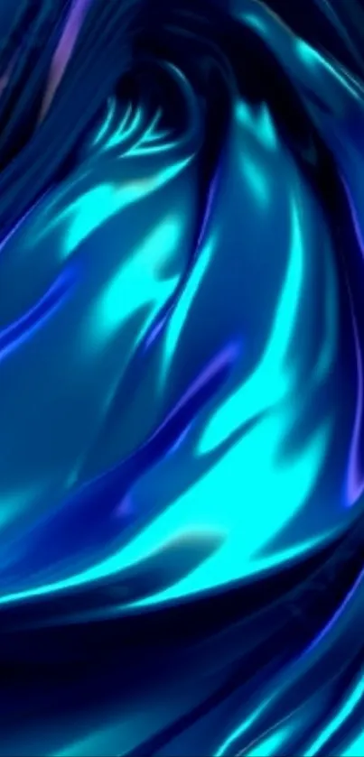 Vibrant blue abstract waves mobile wallpaper.