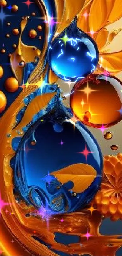 Dynamic blue and orange abstract wallpaper for mobile phones.