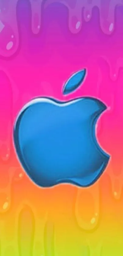 Colorful background with blue apple logo