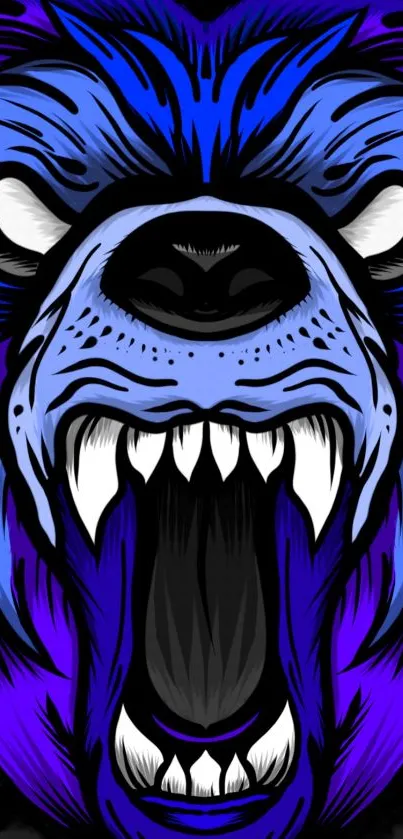 Vibrant illustrated bear face in striking blue hues, perfect for mobile screens.