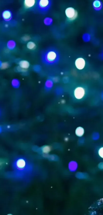 Blue bokeh mobile wallpaper with glowing lights.