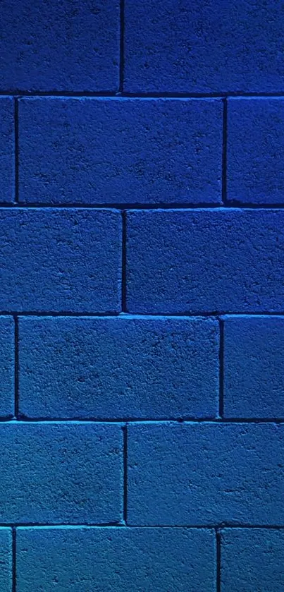 Vibrant blue brick wall with textured surface for mobile wallpaper.