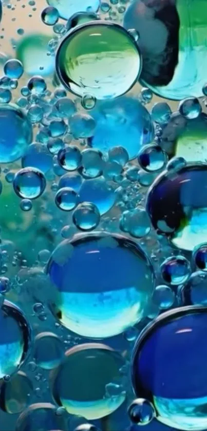 Vibrant blue and green abstract bubbles background.