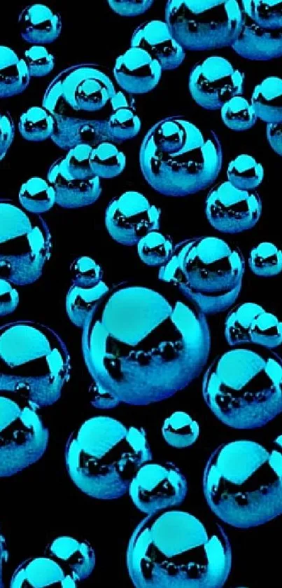 Vibrant blue bubble pattern on a dark background for mobile wallpaper.