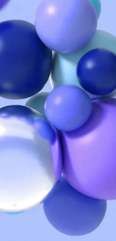 Vibrant abstract wallpaper with blue and purple bubbles floating.