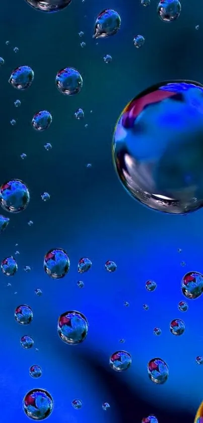 Vibrant blue bubble wallpaper with shiny spheres for phones.