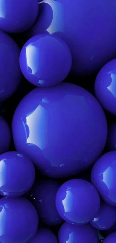 Mobile wallpaper with vibrant blue glossy bubbles