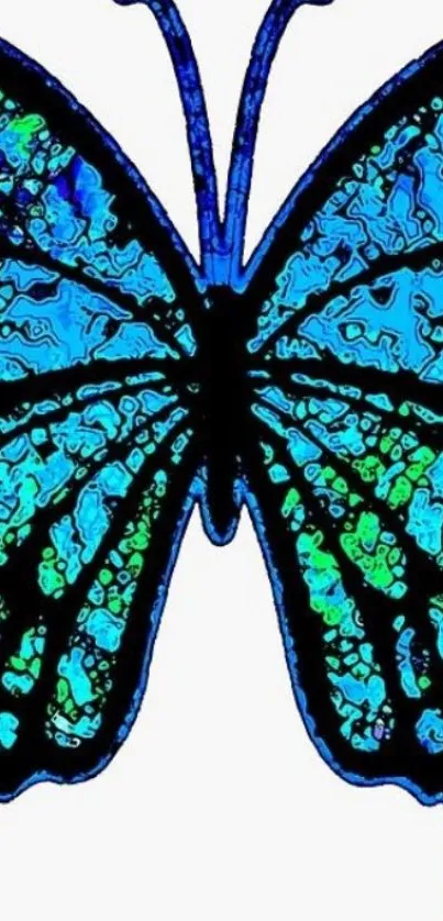 Vibrant blue butterfly wallpaper art design.