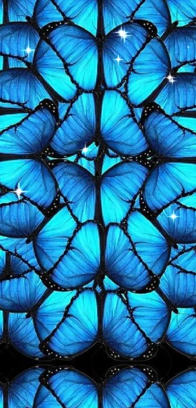 Blue butterfly pattern wallpaper on mobile background.