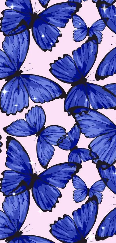 Blue butterflies pattern on a pastel backdrop.